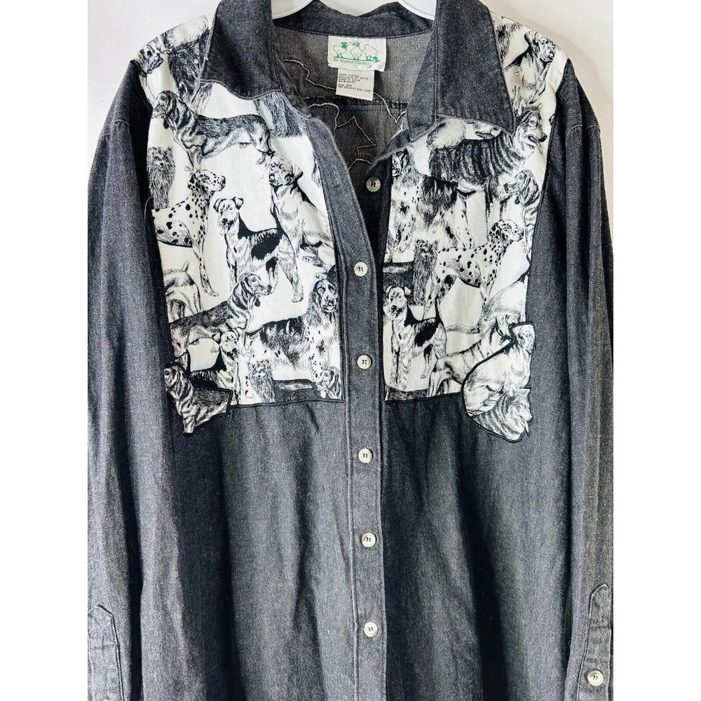 The Quacker Factory Puppy Dog Patchwork Denim But… - image 3